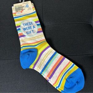 Blue Q "These Were A Gift" women's crew socks New With Tag Funny Colorful Socks